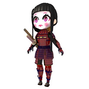 chibi geisha samurai armor 3D model