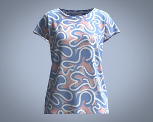Girls-Pastel Squigg AOP Tops 3D model