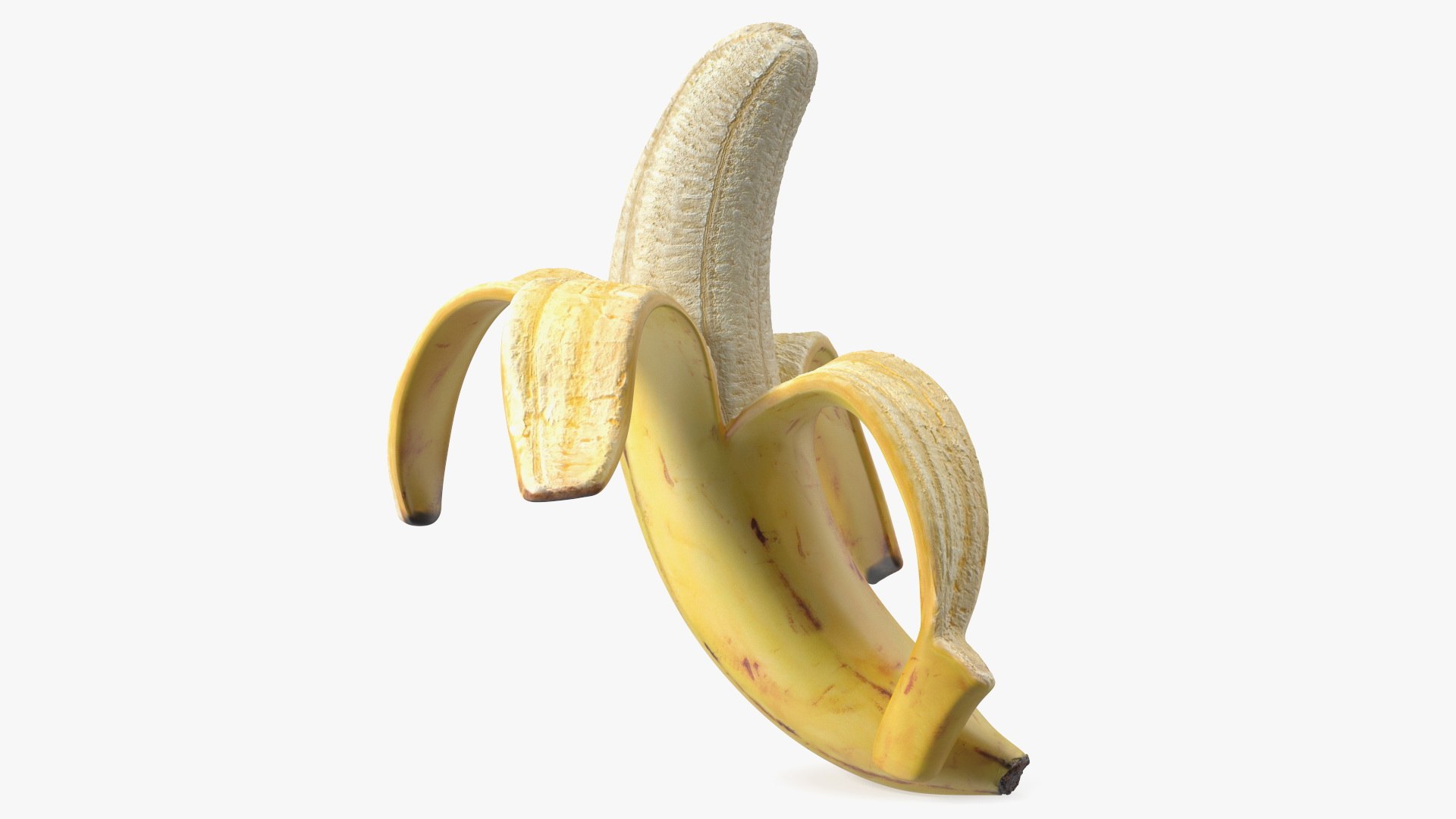 Ripe Banana Peeled From Stem End 3D model preview