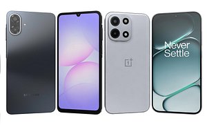 Samsung Galaxy A07 5G Black And OnePlus Turbo 6 Silver 3D model