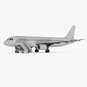 Airbus Plane with Passenger Boarding Stairs Car 3D model