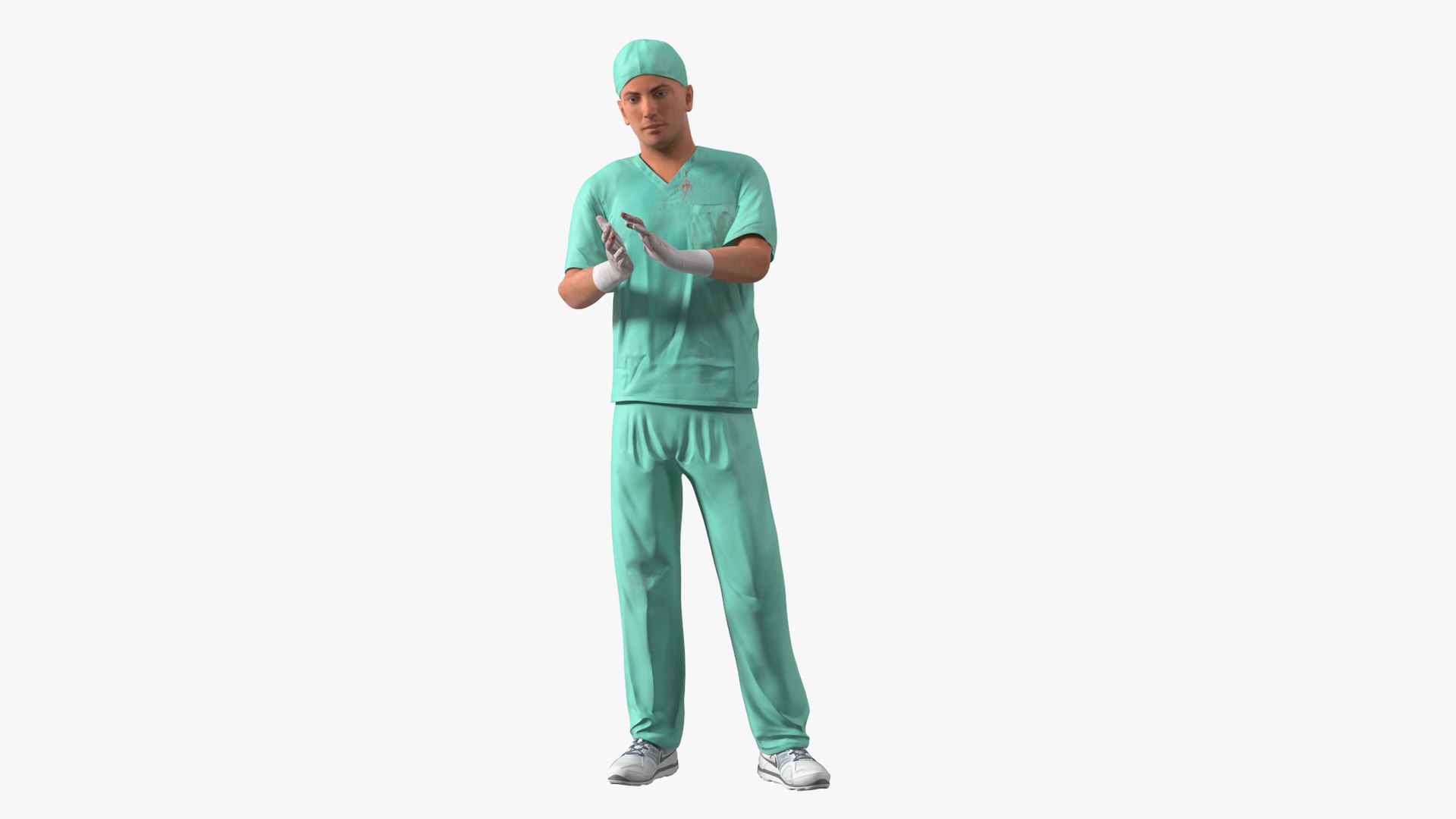 Male Surgeon Doctor wearing Mask Stained Blood Rigged for Cinema 4D 3D model preview