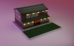 Japanese house Low-poly 3D model