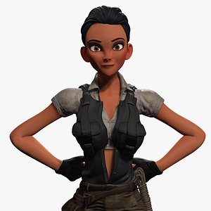 Explorer Adventurous Black Woman with Gear model