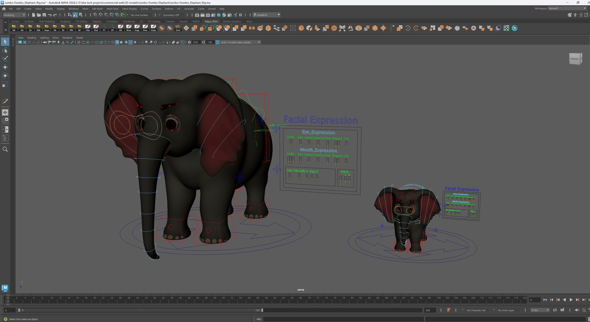 Cartoon Elephants Jumbo - Dumbo - MAYA Rigged And Blender Rigged 3D ...