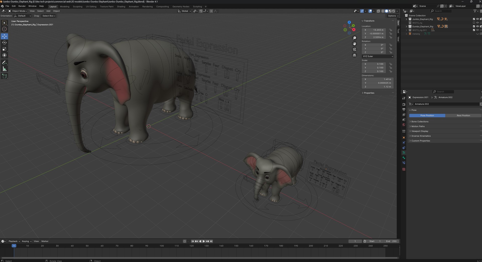 Cartoon Elephants Jumbo - Dumbo - MAYA Rigged And Blender Rigged 3D ...