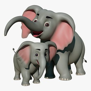 Cartoon Elephants Jumbo - Dumbo - MAYA Rigged and Blender Rigged 3D model