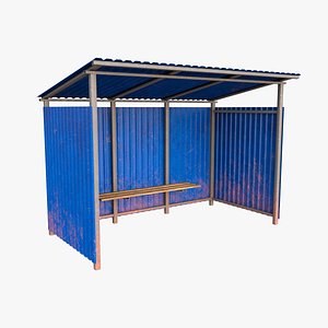3D metal bus stop model