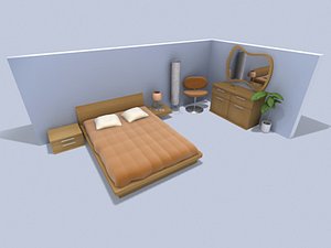 bedroom set bed 2 3d model