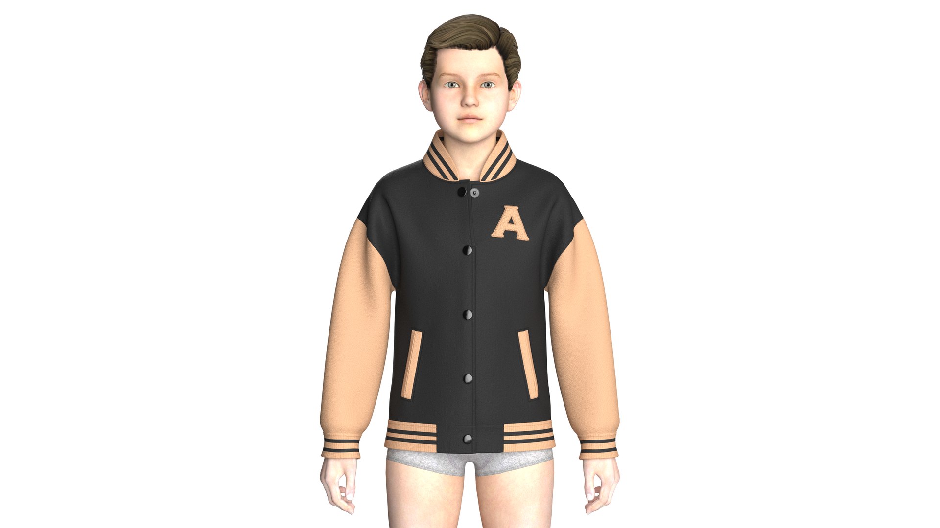 3D Kids Letterman Snap-Button Bomber Jacket https://p.turbosquid.com/ts-thumb/h5/mTELX9/14/kidslettermansnapbuttonbomberjacket_6/png/1775301347/1920x1080/fit_q87/4181e02fc0a8ae8a4edf360919abc13e625acac7/kidslettermansnapbuttonbomberjacket_6.jpg