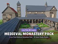 Low Poly Medieval Monastery Pack - 53 Game Ready Models