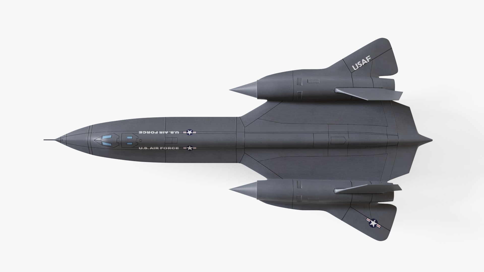 Lockheed SR-71 Blackbird model https://p.turbosquid.com/ts-thumb/h5/uqA3aZ/KS/lockheedsr71blackbird_00007/png/1622101095/1920x1080/fit_q87/6965a25311f5fe07cb78581f1e9dd0119d292958/lockheedsr71blackbird_00007.jpg