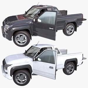 Pickup Truck 01 Black and White Rigged All PBR Unity UE Textures