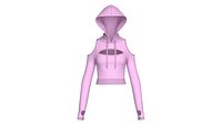 Girls Cold-Shoulder Cutout Crop Hoodie
