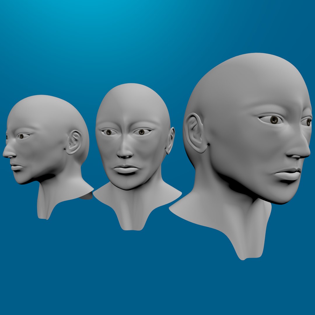 Поверхностная модель. Человеческие головы на стене. Мужская голова 3д модель с высоким качеством текстур.