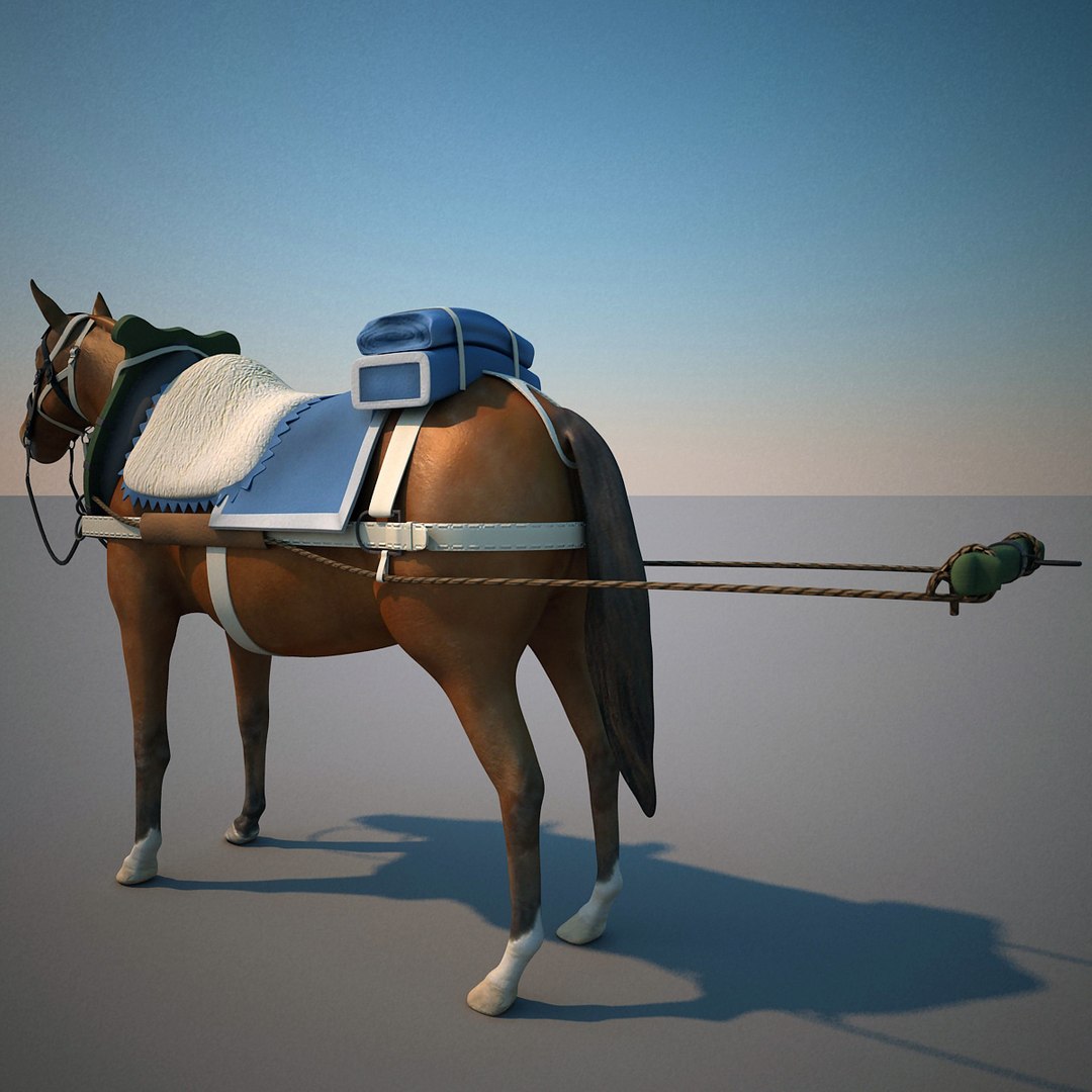 harnessed horse 3d 3ds