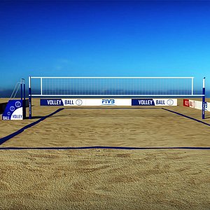 Beach volleyball court low poly