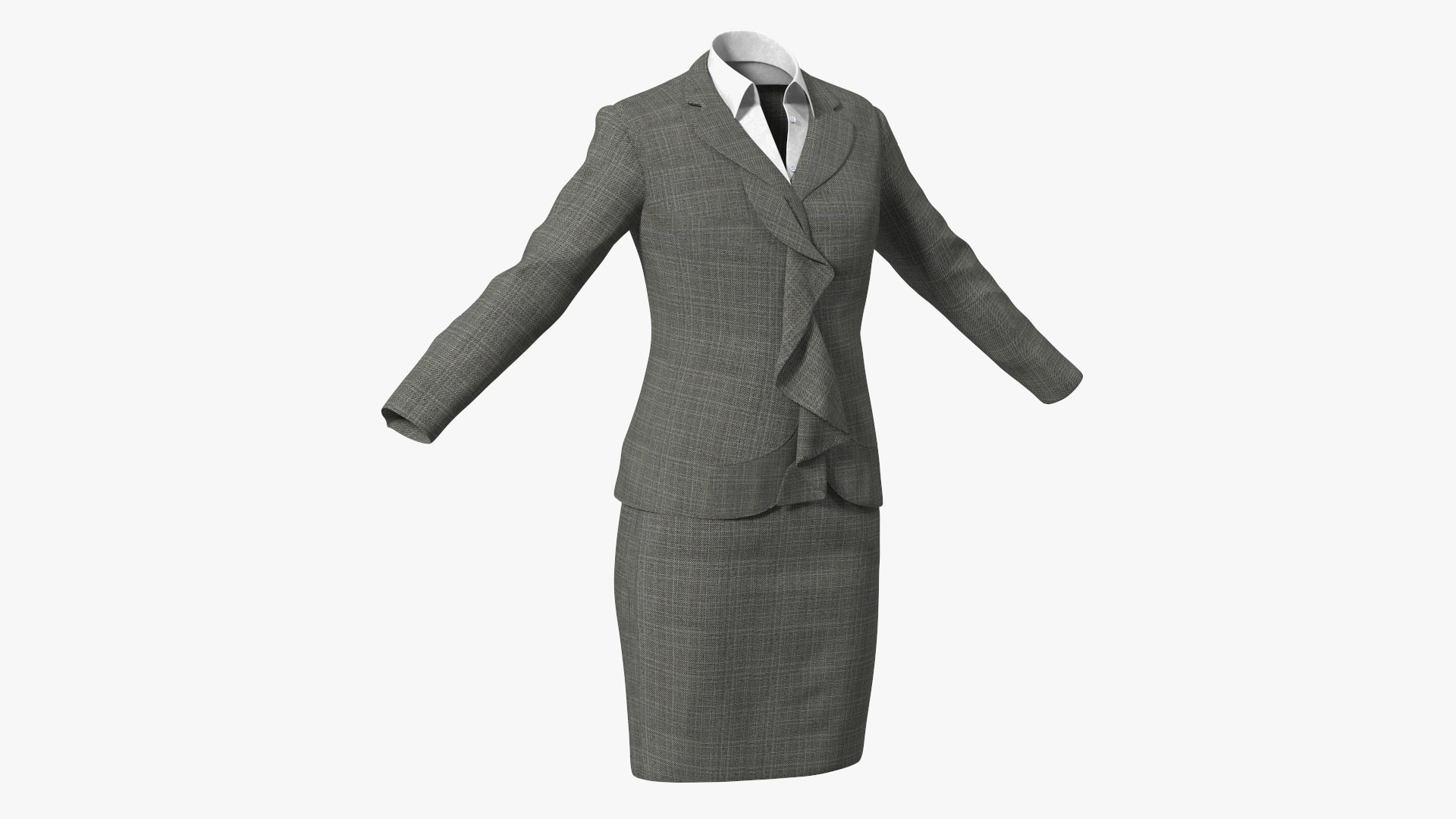 Womens Business Suit with Skirt 3D model preview