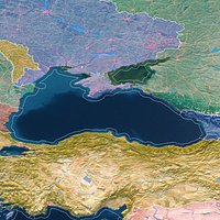 Black Sea Region Map - 33K Realistic Satellite Terrain - Elevation