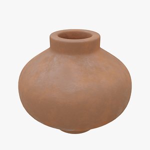 3D model Round Clay Vase Plant Pot