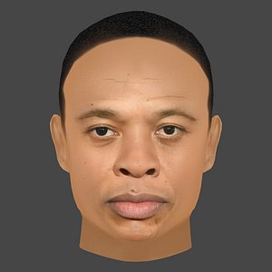 Dr  Dre  - Andre Romelle Young Head - Low Poly Head 3D model