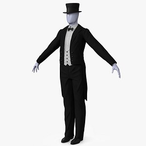 Vintage Tailcoat Suit Black 3D model