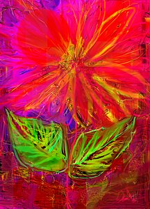 Red Day And A Yellow Flower with Blue Sun
