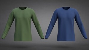 Mens Long sleeve T-Shirt - Blue and Green Low-Poly Sweatshirt 3D Clothing