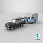 Toyota land Cruiser J60 and Classic Camping Caravan 3D model