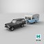 Toyota land Cruiser J60 and Classic Camping Caravan 3D model