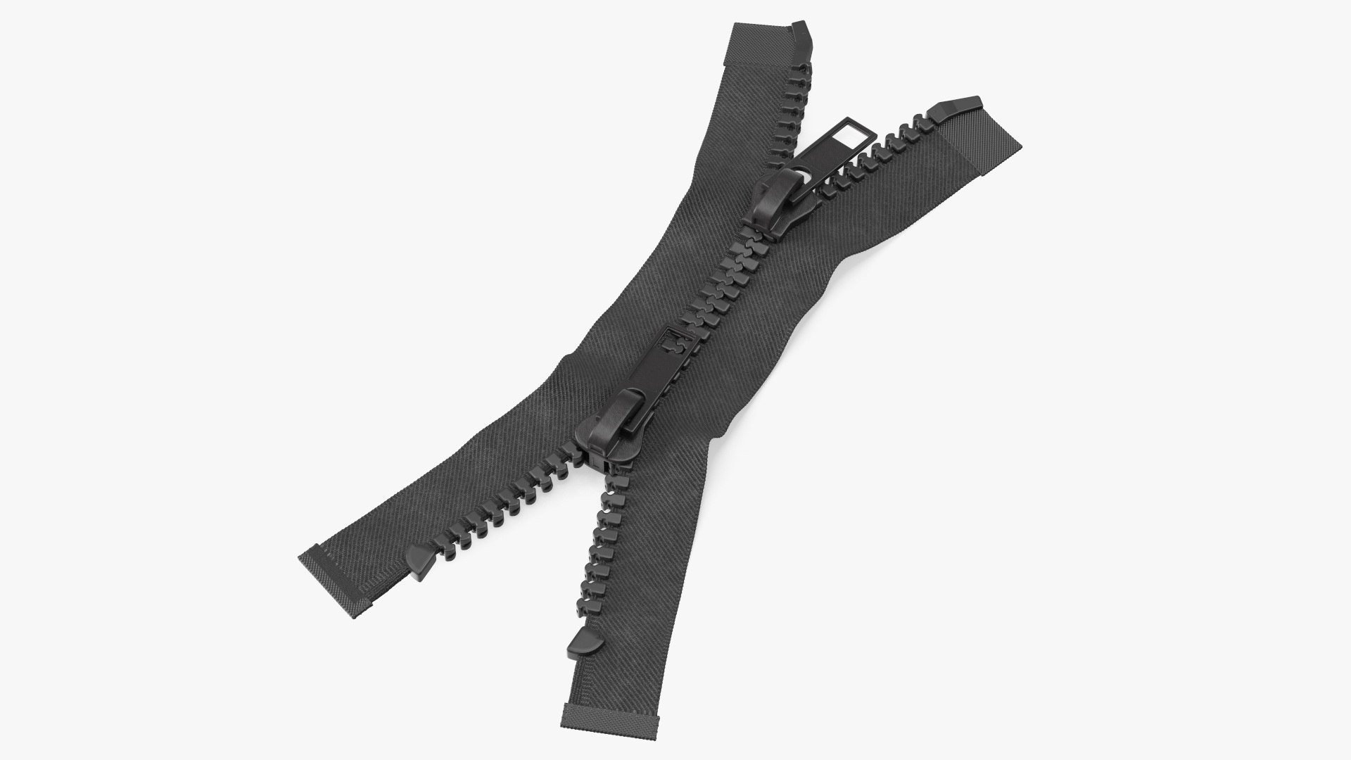 Two Way Zipper Opened Black 3D model preview