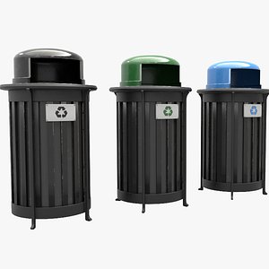 Realistic Metal Street Trash Bin Vol 05 Game Ready PBR