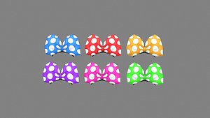 3D Six bow hair bands - hairpins - head decoration model