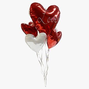 3D model Heart Shaped Balloons