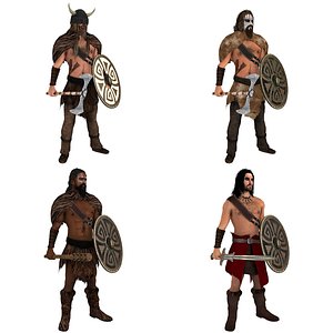 pack rigged barbarian 3D model