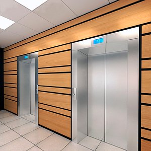 3D elevator set 01 office ceiling model