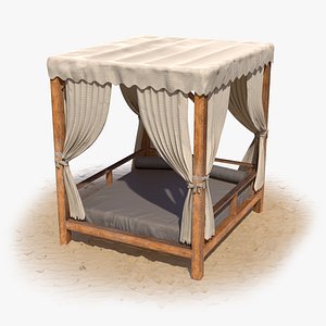 3D Sun Lounger With Umbrella model