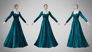 3D Dress 40 Teal Velvet