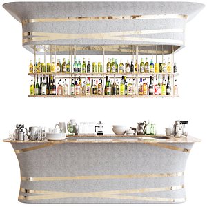 Bar counter in the restaurant 3D model