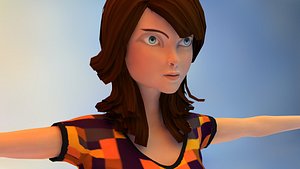 3D cartoon girl home