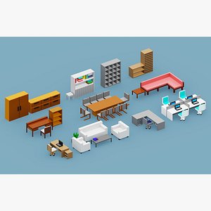 Isometric Office Funiture Set