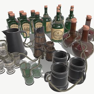 Pirate Bottles Glasses Jugs and Tankards model