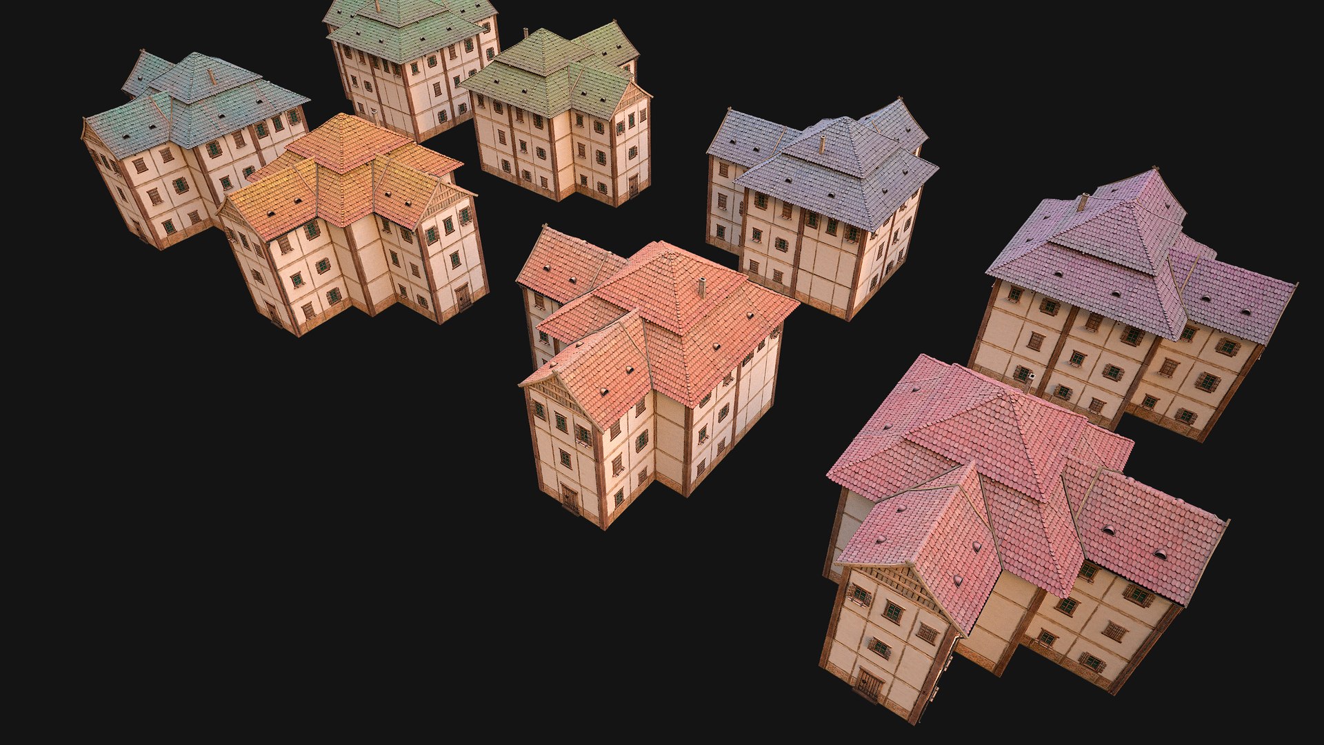Medieval Pack of Town Houses model https://p.turbosquid.com/ts-thumb/h7/uxDMlB/68/b1gridhosue12img2/png/1708364420/1920x1080/fit_q87/cee4d2dc15f8d258cf9e3f9c5c3a740aa8879954/b1gridhosue12img2.jpg