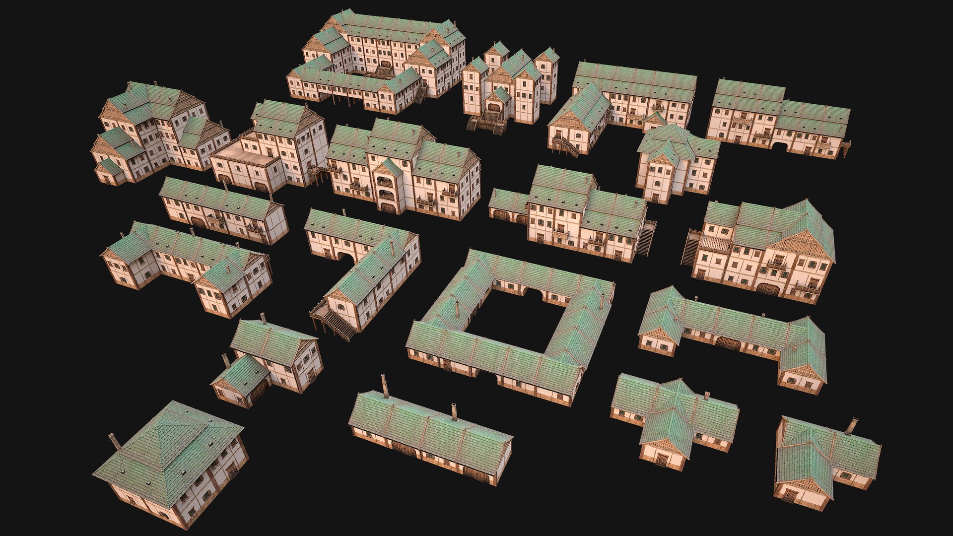 Medieval Pack of Town Houses model https://p.turbosquid.com/ts-thumb/h7/uxDMlB/Cu/allpack4/png/1708364341/1920x1080/fit_q87/e6e027d07f569b4c69e65f63a2afc309b324996f/allpack4.jpg