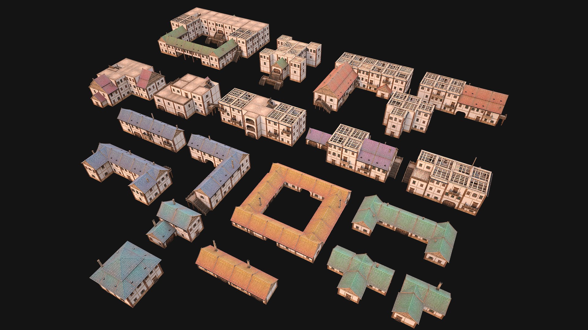 Medieval Pack of Town Houses model https://p.turbosquid.com/ts-thumb/h7/uxDMlB/No/allpack14/png/1708364374/1920x1080/fit_q87/db1da99aa567f162347e0dc4f09f2ce5b954f177/allpack14.jpg