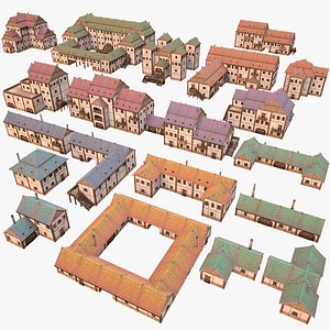 Medieval Pack of Town Houses model