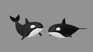 Rigged Cartoon Killer Whale 3D model