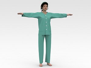 3D Female Patient Green Dress