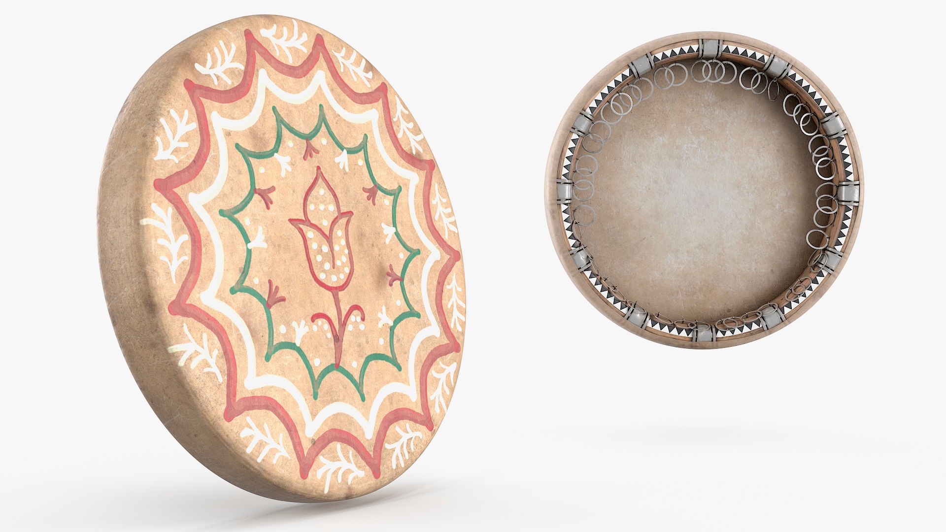 Central Asian Tambourine Doira 3D model preview