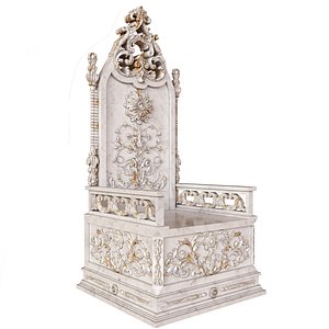3D Stone throne with carved elements model